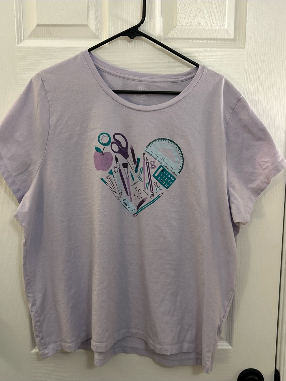 J.Crew Collector Tee 3X Lavender Teacher School Supplies Graphic T-Shirt